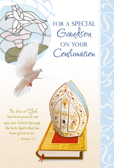 Grandson Confirmation - 4 5/8 X 6 3/4 - Pearl Decoration & Embossed