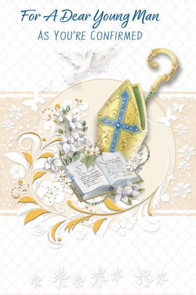 Boy Confirmation - 4 5/8 X 6 3/4 - Gold Foil Decoration & Embossed