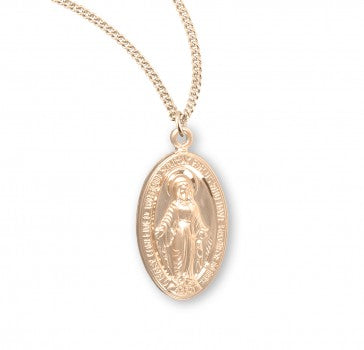 Gold over Sterling Silver Miraculous Medal 18" Chain