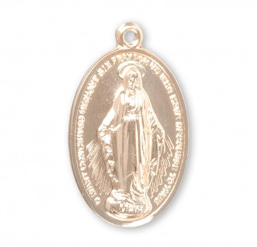 16kt Gold Over Sterling Silver Oval Miraculous Medal 18" Chain