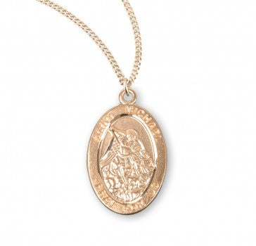 Gold over Sterling Silver Saint Michael Medal 20" Chain