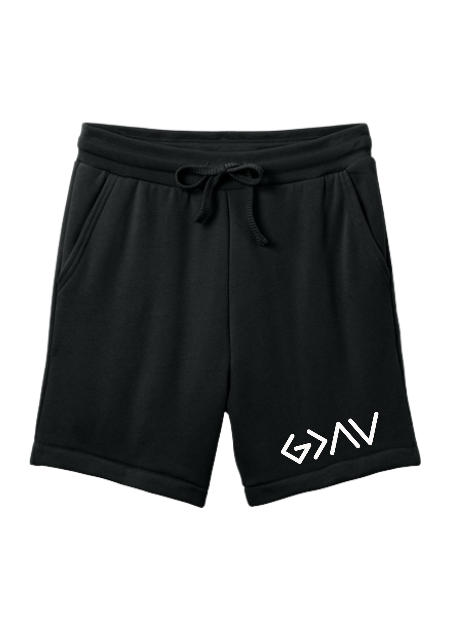 God Is Greater Black Sponge Fleece Shorts