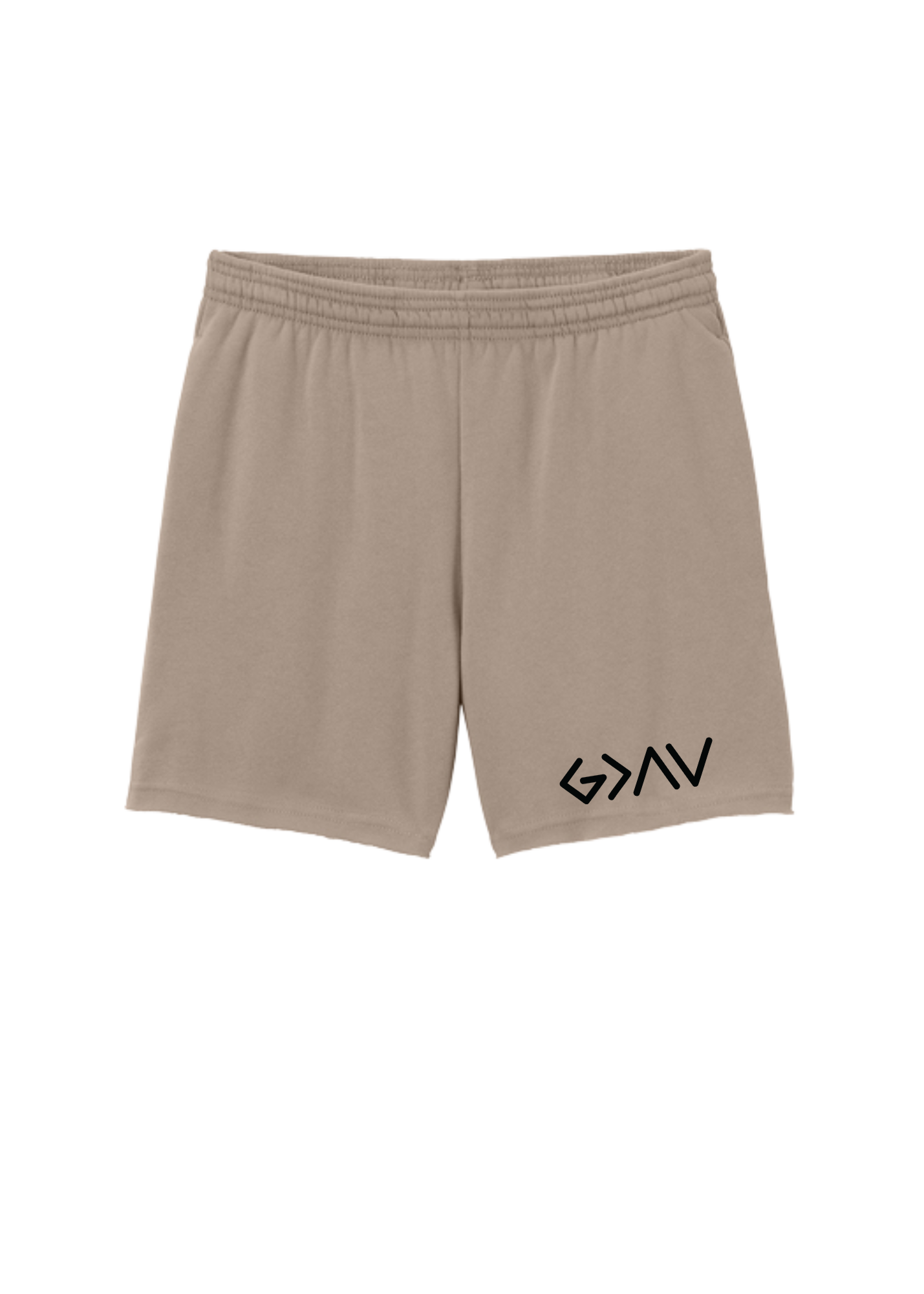 God Is Greater Tan Sponge Fleece Shorts