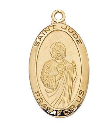Gold over Sterling Silver Saint Jude Necklace 18" Chain
