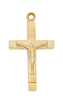 Gold Plated Sterling Silver Crucifix Necklace