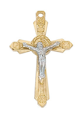 Gold Over Sterling Silver Crucifix Necklace 16-18" Chain