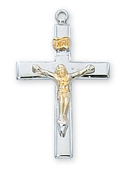 18" CH SS TWO-TONE CRUCIFIX