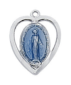 Sterling Silver Miraculous Medal 16-18" Stainless Chain