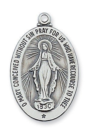 Sterling Silver Miraculous Medal 20" chain