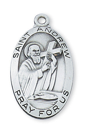 Sterling Silver Saint Andrew Necklace 24" Chain