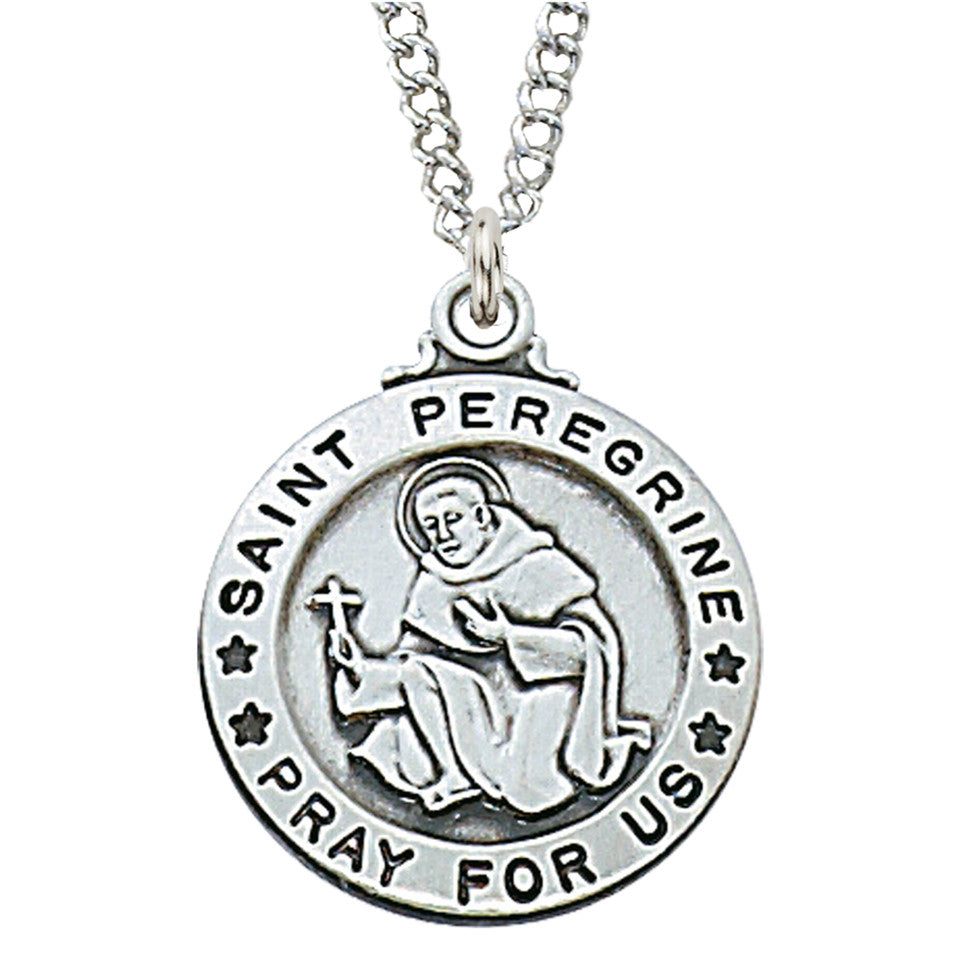 Sterling Silver Saint Peregrine Medal 20" Chain