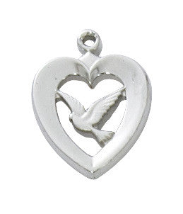 Heart with Dove sterling silver
