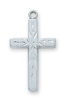 Sterling Silver Engraved Cross 18" Chain