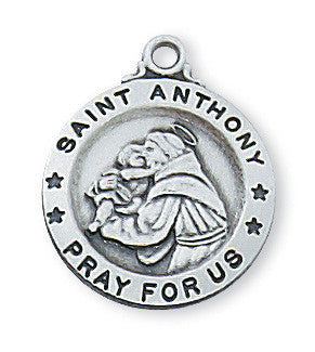 Sterling Silver Saint Anthony Necklace 18" Chain