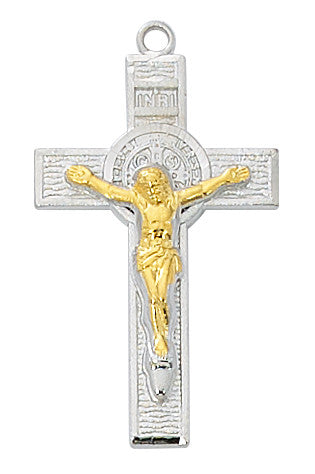 Sterling Silver Crucifix Two-tone St. Benedict