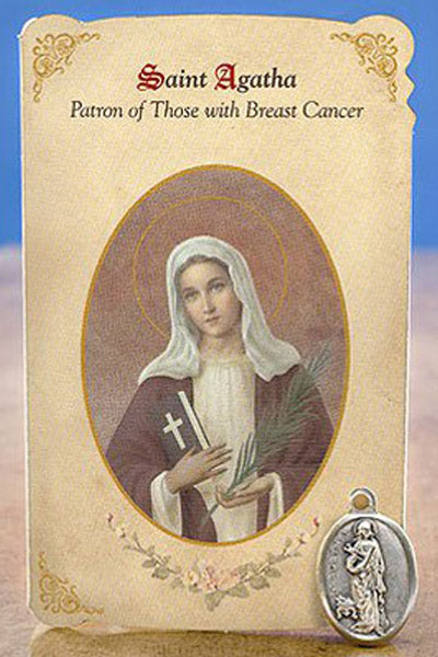 St. Agatha Paper Holy Card with Medal