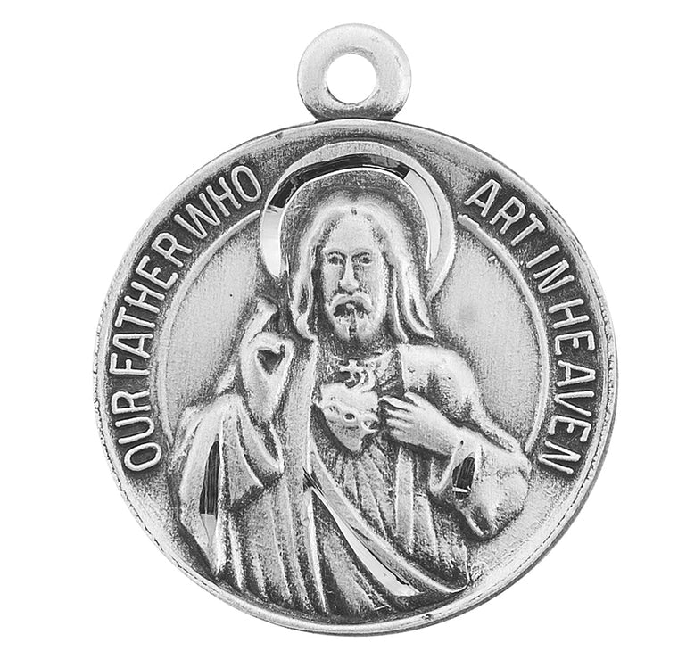 Sterling Silver Sacred Heart and Miraculous Medal 20" Chain