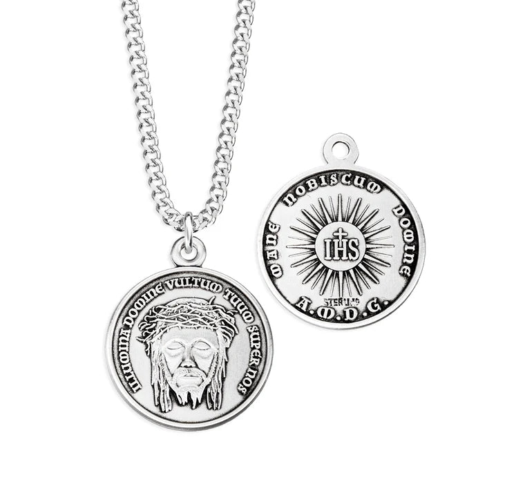 Sterling Silver Holy Face Medal 18" Chain