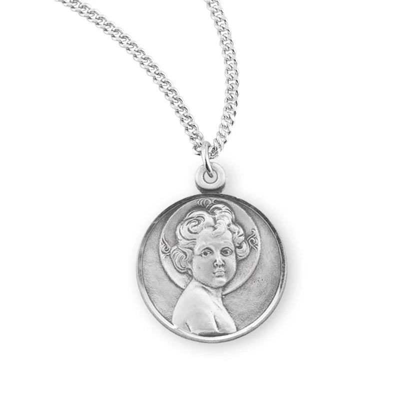 Sterling Silver Infant Jesus Medal 18" Chain
