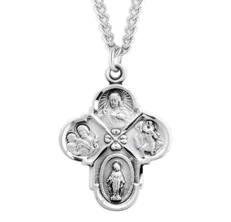 Sterling Silver 4-Way Medal 22" Chain
