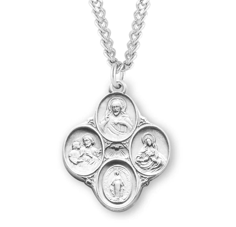 Sterling Silver 4-Way Medal 24" Chain