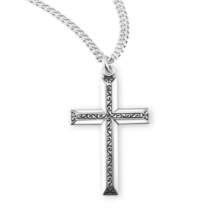 Sterling Silver Cross Necklace 20" Chain