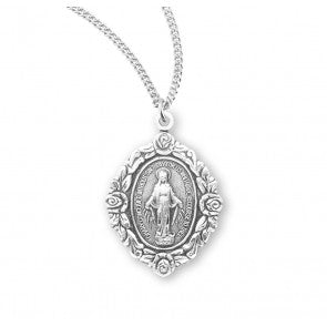 Sterling Silver Miraculous Medal 18" Chain