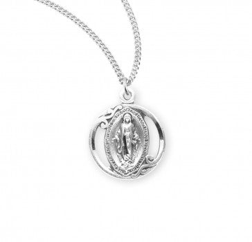 Sterling Silver Small Miraculous Medal 18" Chain
