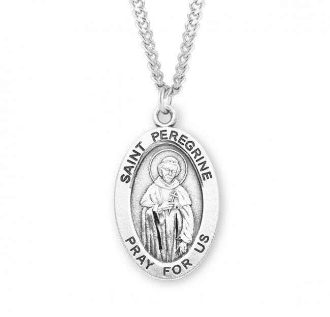 Sterling Silver Saint Peregrine Medal 24" Chain