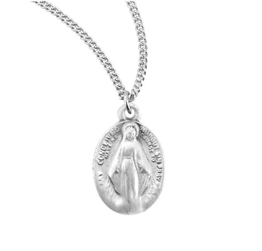Sterling Silver Small Miraculous Medal 13" Chain