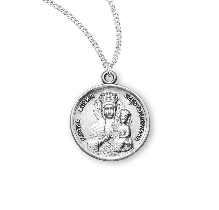 Sterling Silver Our Lady of Czestochowska 18" Chain