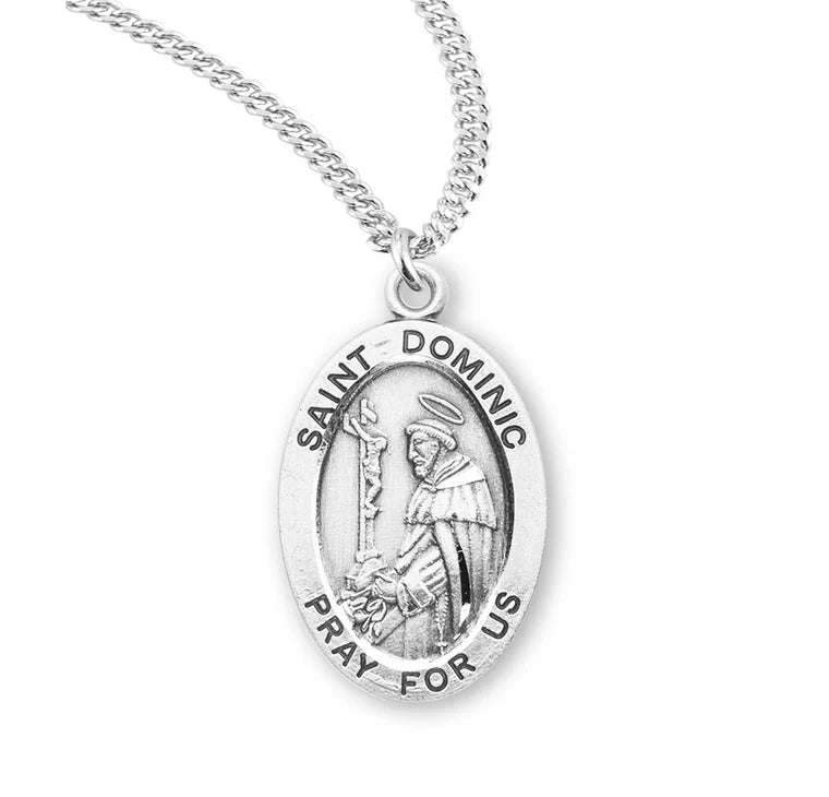 Sterling Silver Saint Dominic Medal 20" Chain