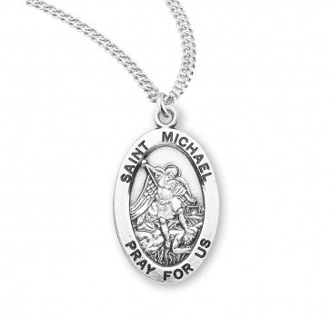 Sterling Silver Saint Michael Medal 20" Chain
