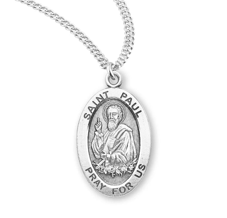Sterling Silver Saint Paul Medal 20" Chain