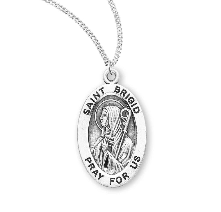 Sterling Silver Saint Brigid Medal 18" Chain