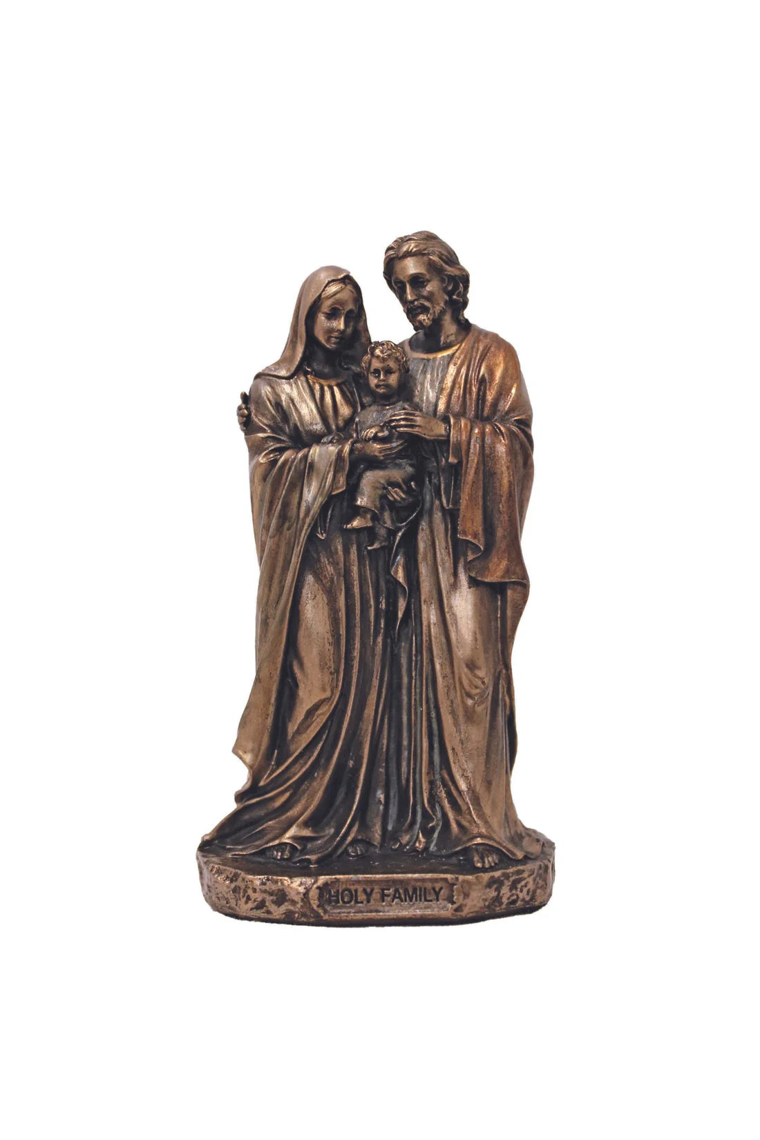 Holy Family in lightly hand-painted cold cast bronze 3.5"