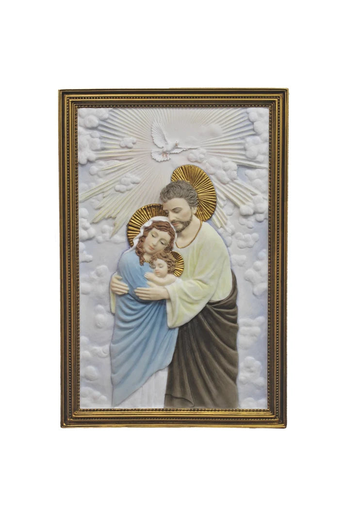 Holy Family Plaque Painted Color 6X9"