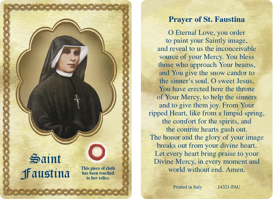 Saint Faustina Relic Card