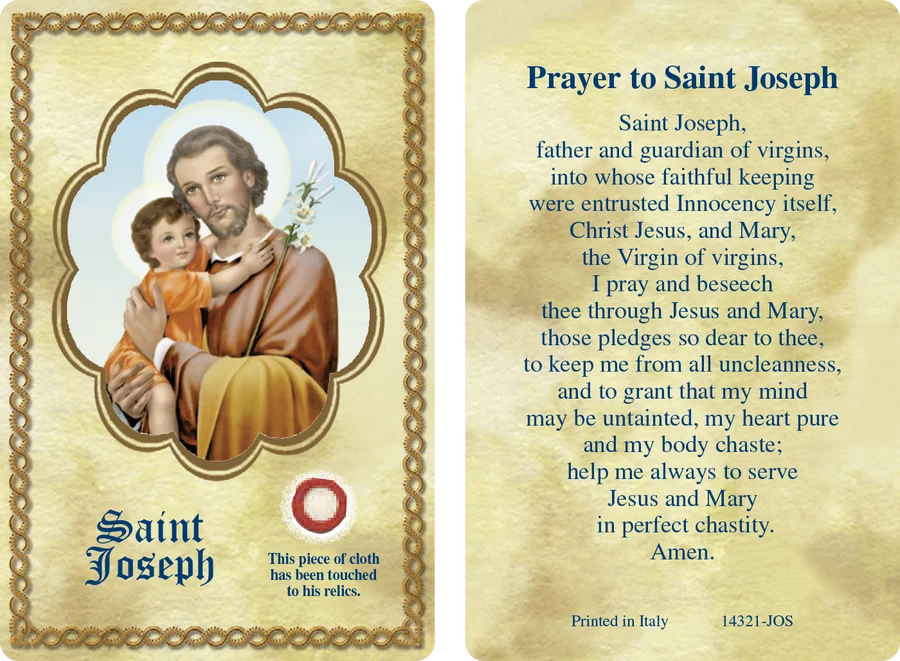 Saint Joseph 3rd Class Relic Prayer Card