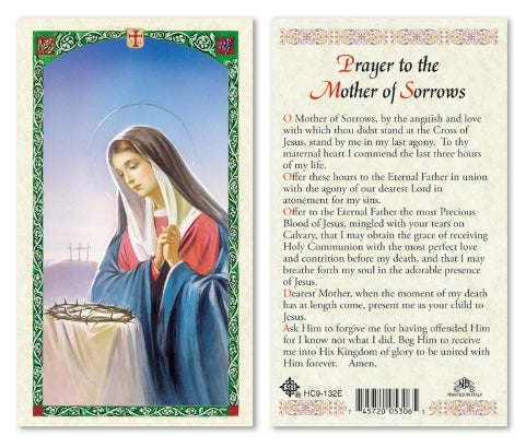 Mother of Sorrow Laminated Holy Card