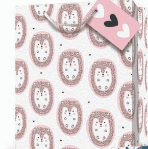Large Gift Bag Pink Hedgehogs