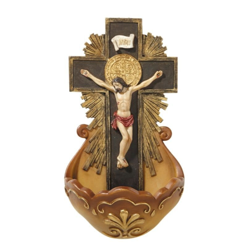 St. Benedict Crucifix Holy Water Font - 2/pk St. Benedict Crucifix Holy Water Font