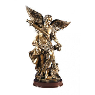 St Michael Statue 10" Bronze Colored
