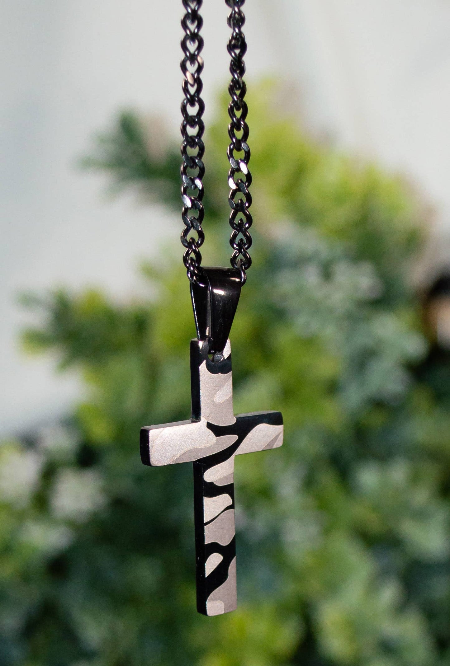 Camo/Black Stainless Cross Necklace