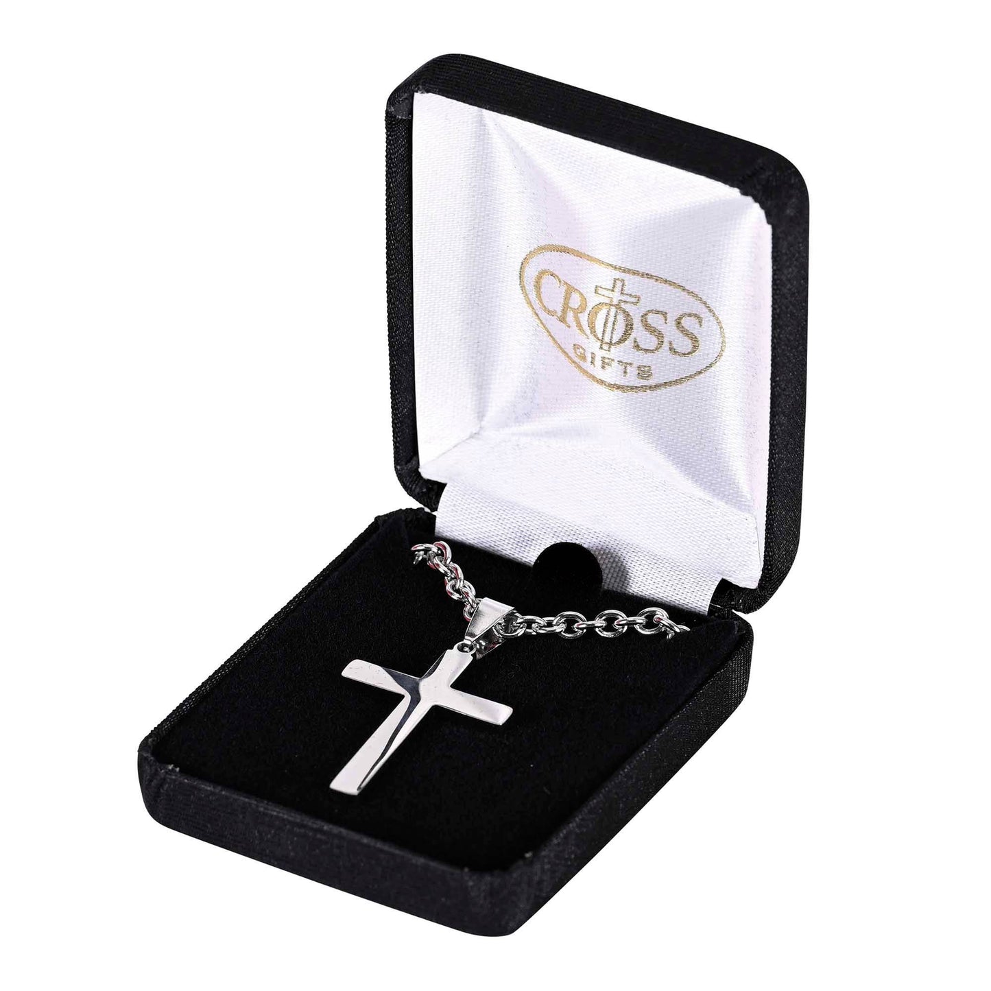 Necklace Box Cross Stainless Steel 24in Chain