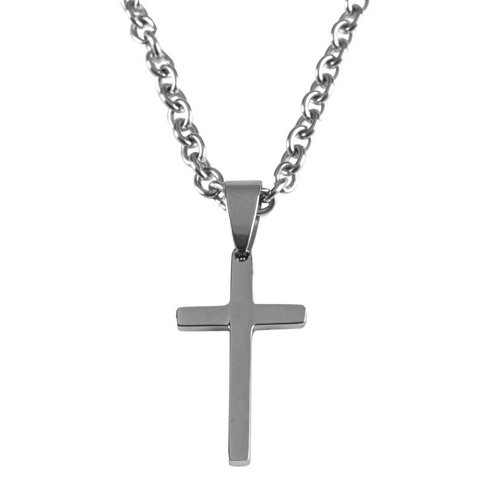 At The Cross Stainless Steel Necklace 24" Chain