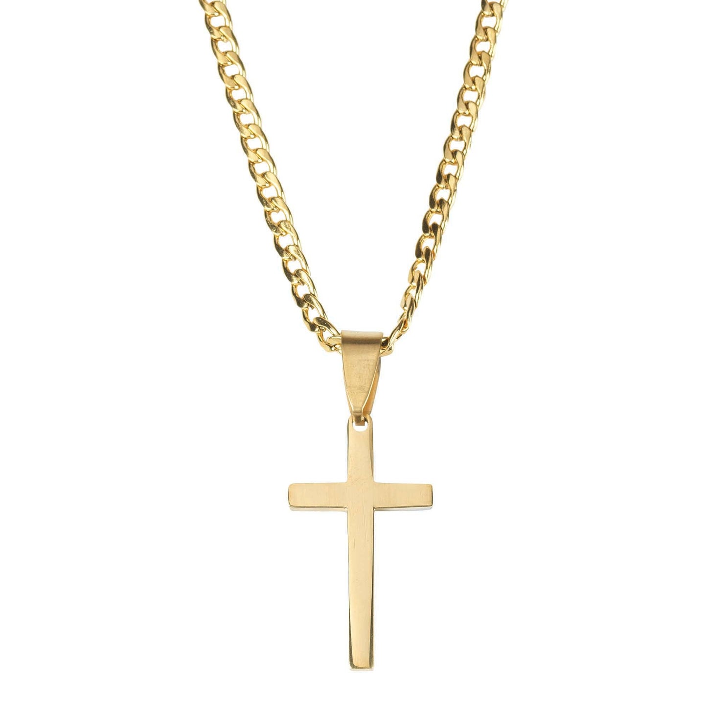 Box Cross Necklace Justified 24In Chain