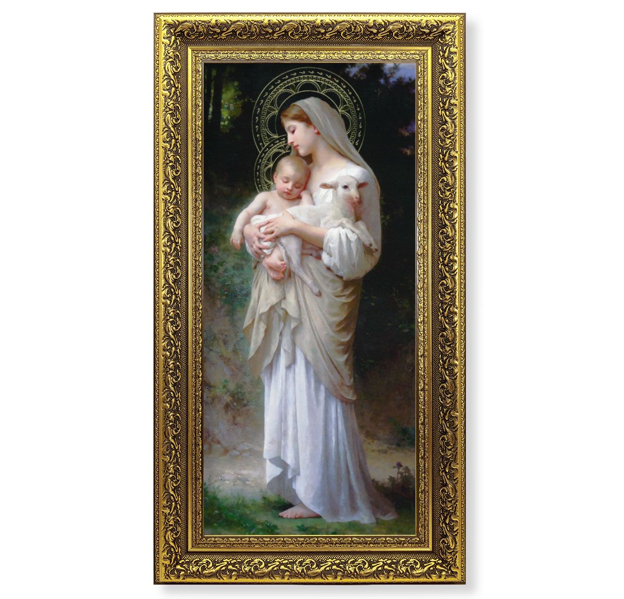 11 5/8" x 19" Ornate Gold Leaf Wood Frame with a Bouguereau: Divine Innocence Textured Art