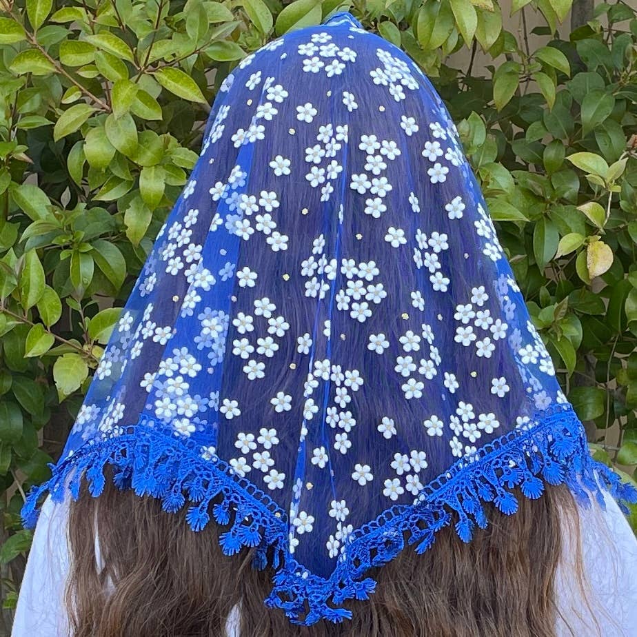 Little Flower Church Veil BLUE 60" x 22" (MOQ 1)