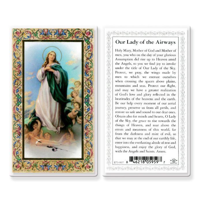 Our Lady of the Airways Laminated Holy Card